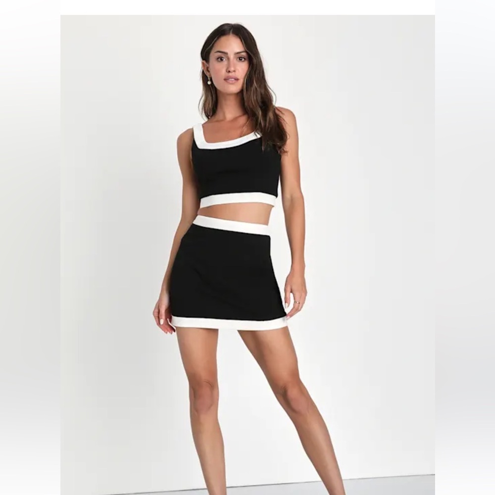 Lulus Totally Sensational Block Bodycon Mini Skirt and top set medium
